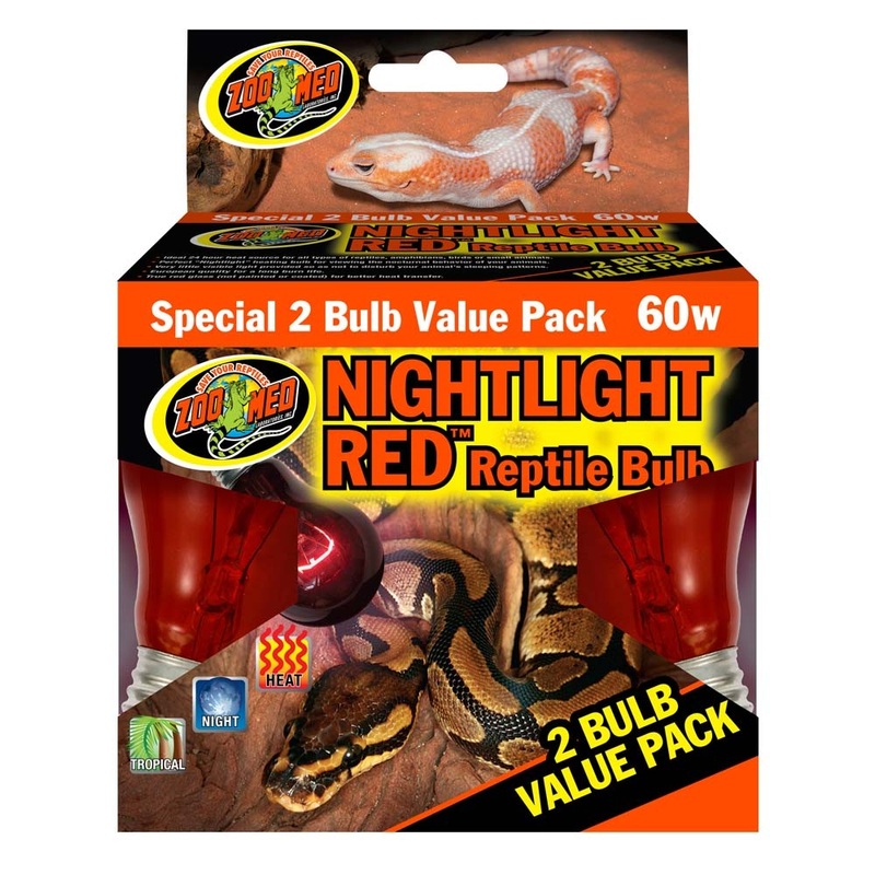 Zoo Med Nightlight Red Reptile Bulb - 60 W 2 pack