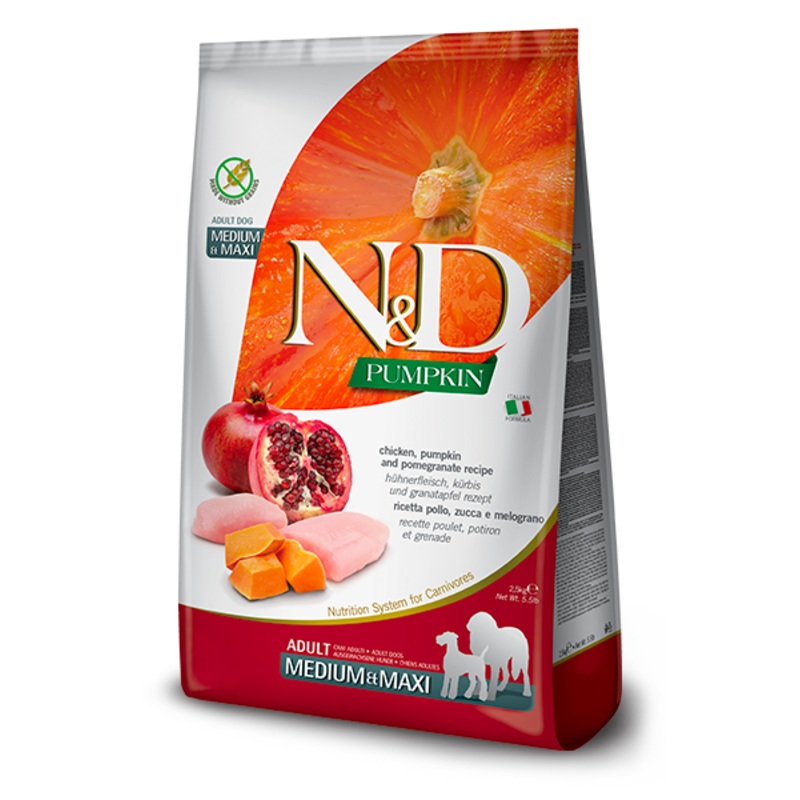 Farmina N&D Pumpkin Grain Free Chicken and Pomegranate Adult Medium & Maxi Dog Food - 26.4lb