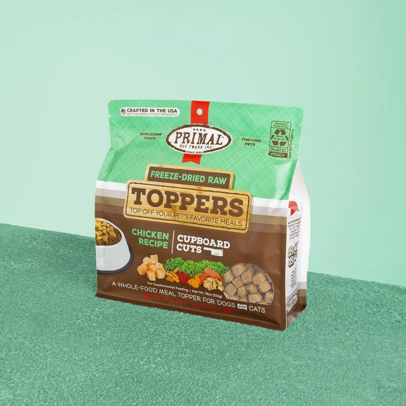 Primal Cupboard Cuts Freeze Dried Raw Toppers for Cat & Dog Chicken Recipe - 3.5oz
