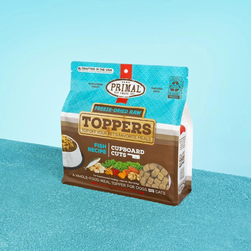 Primal Cupboard Cuts Freeze Dried Raw Toppers for Cat & Dog Fish Recipe - 3.5oz