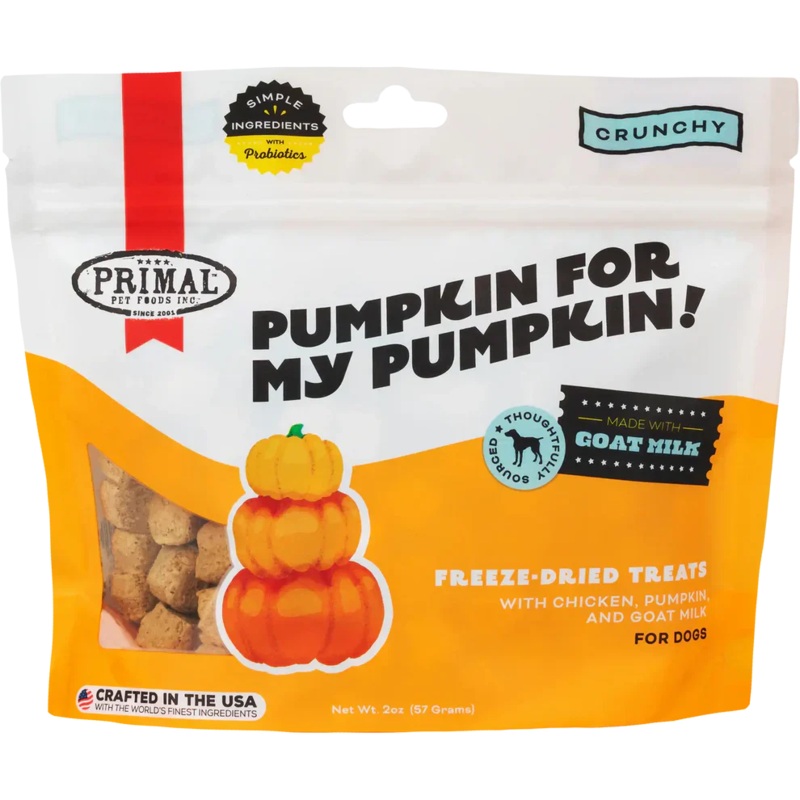 Primal Freeze Dried Raw Dog Treats Pumpkin for My Pumpkin Chicken, Pumpkin & Goat Milk - 2oz