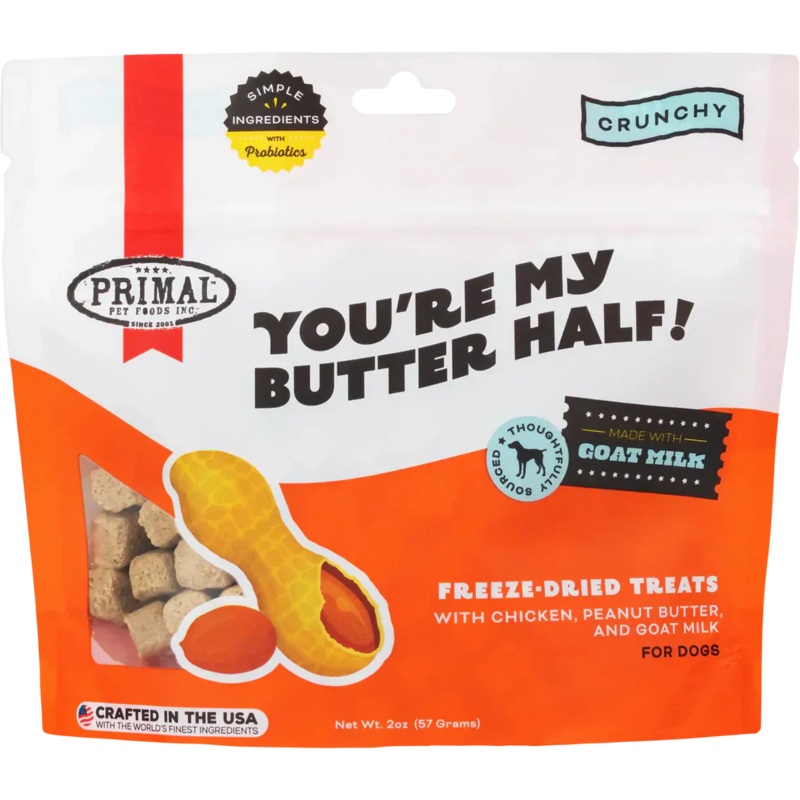 Primal Freeze Dried Raw Dog Treats You're My Butter Half Chicken, Peanut Butter & Goat Milk - 2oz