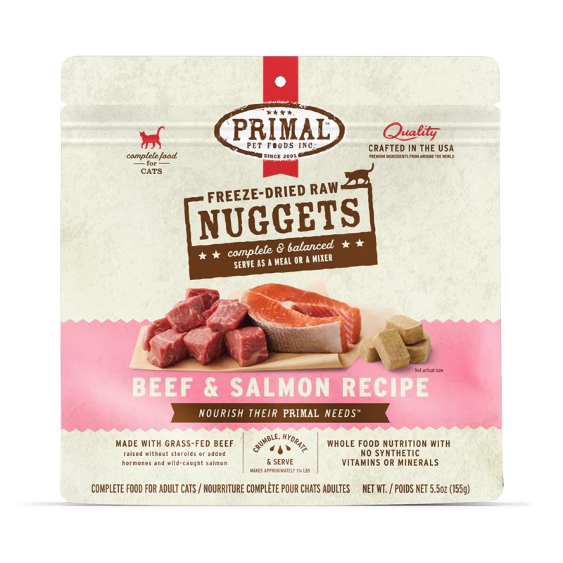 Primal Freeze Dried Raw Nuggets Cat Food Beef & Salmon Recipe - 5.5oz