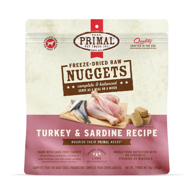 Primal Freeze Dried Raw Nuggets Dog Food Turkey & Sardine Recipe - 5.5oz