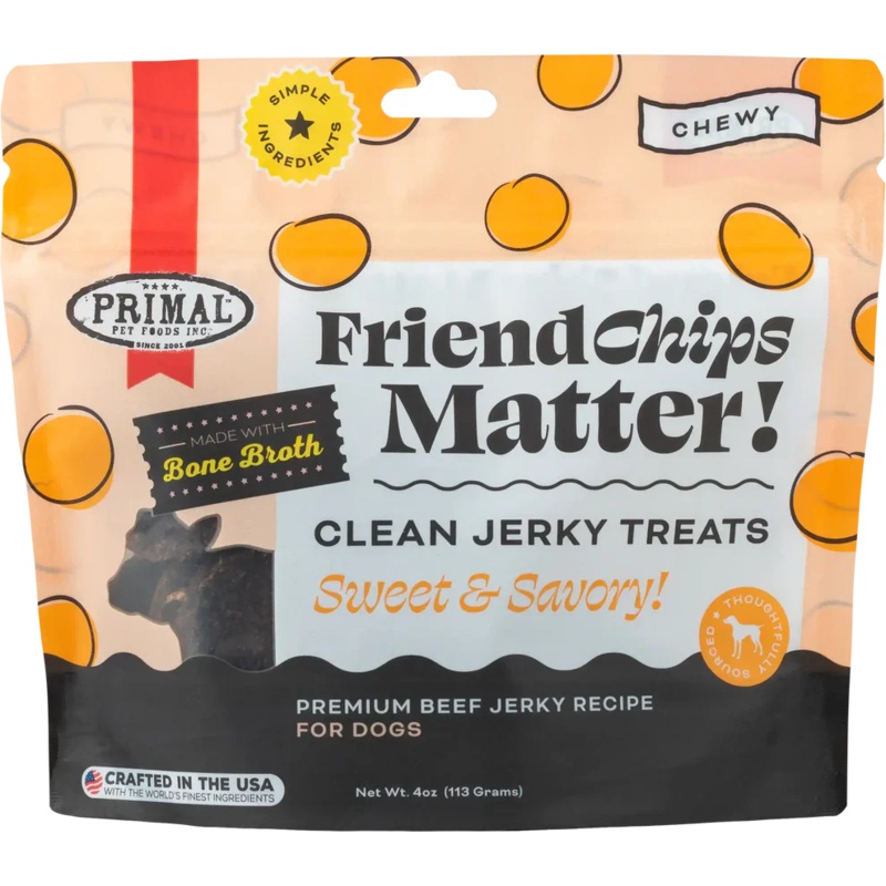 Primal FriendChips Matter Jerky Treats for Dogs Beef Recipe - 4oz
