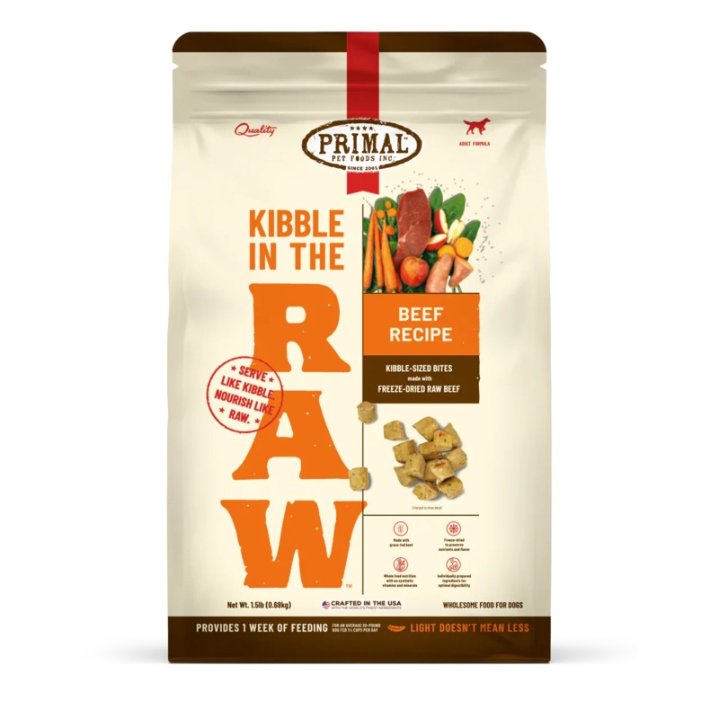Primal Kibble in the Raw Dog Food Beef Recipe - 1.5lb