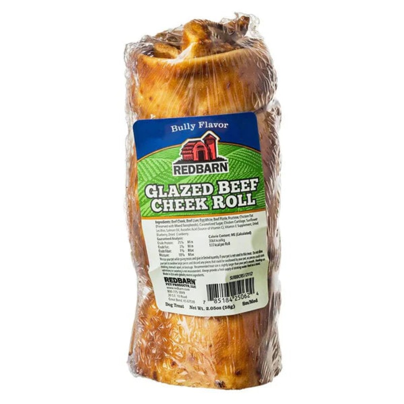 Redbarn Dog Chew Glazed Beef Cheek Rolls - Bully Flavor - Small/Medium - 1pc