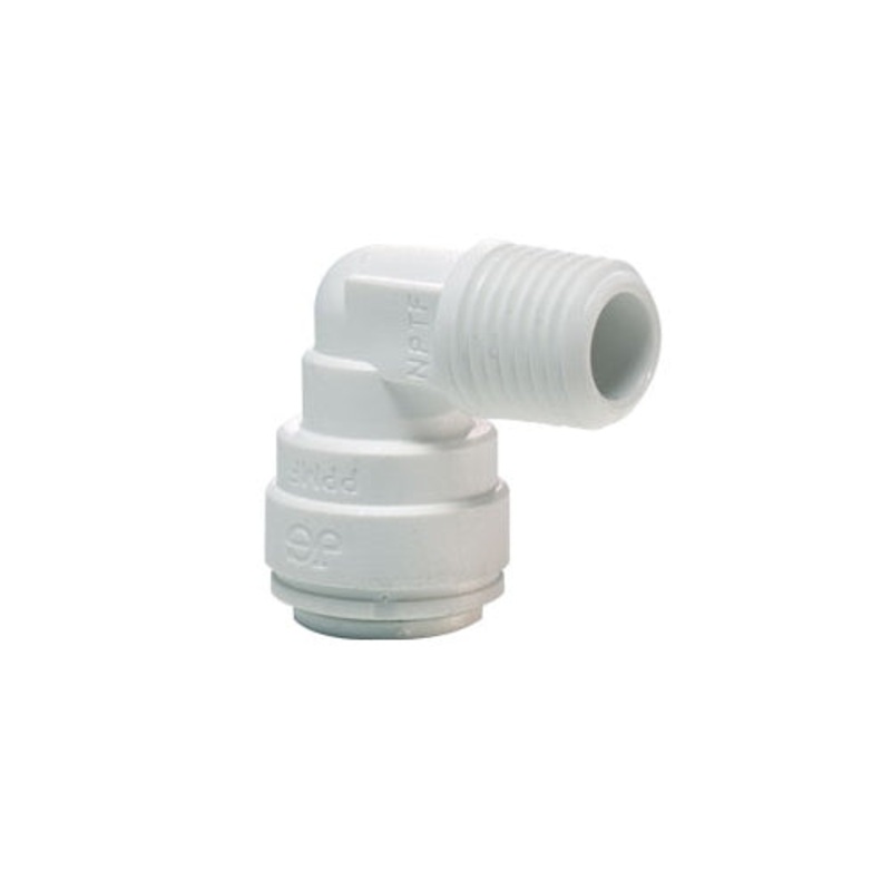 John Guest Reverse Osmosis RO Fitting - PP480822W Rigid Elbow 1/4 Inch Tube x 1/4 Inch NPTF Thread