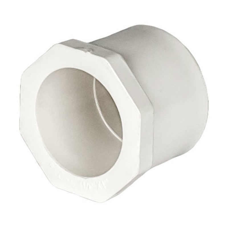 PVC Reducer Bushing - Schedule 40 - White - Spigot x Socket - 1 1/4 Inchto 1 Inch