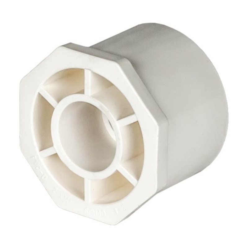 PVC Reducer Bushing - Schedule 40 - White - Spigot x Socket - 2 Inch to 3/4 Inch