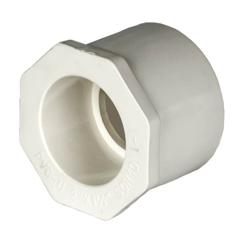 PVC Reducer Bushing - Schedule 40 - White - Spigot x Socket - 2 Inch to 1 1/4 Inch