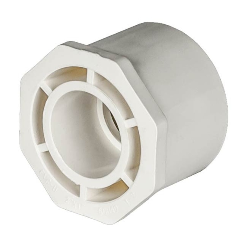 PVC Reducer Bushing - Schedule 40 - White - Spigot x Socket - 2 Inch to 1 Inch
