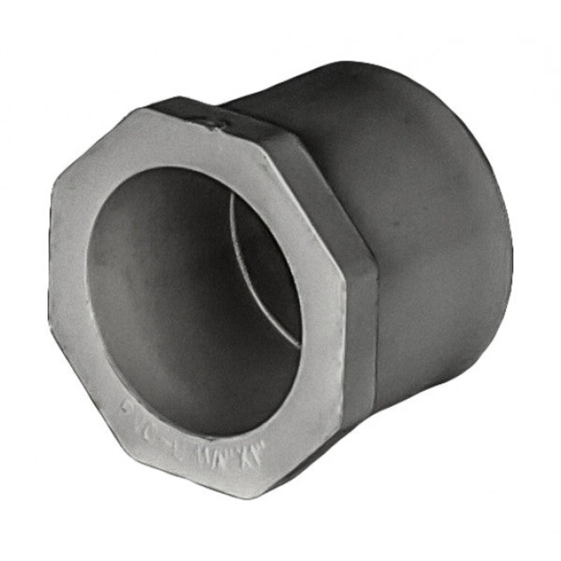 PVC Reducer Bushing - Schedule 80 - Grey - Spigot x Socket - 1 1/2 Inch to 1/2 Inch