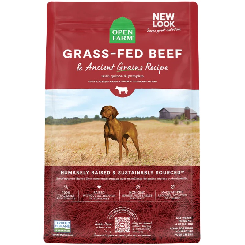 Open Farm Grass Fed Beef & Ancient Grains Dry Dog Food - 22lb