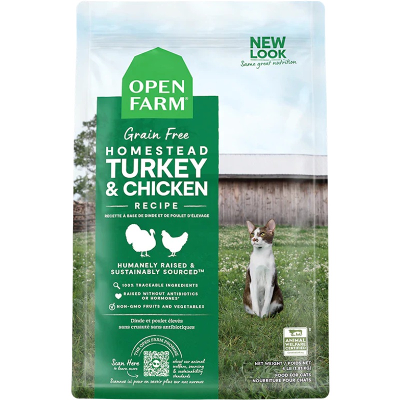 Open Farm Homestead Turkey & Chicken Dry Cat Food - 4lb