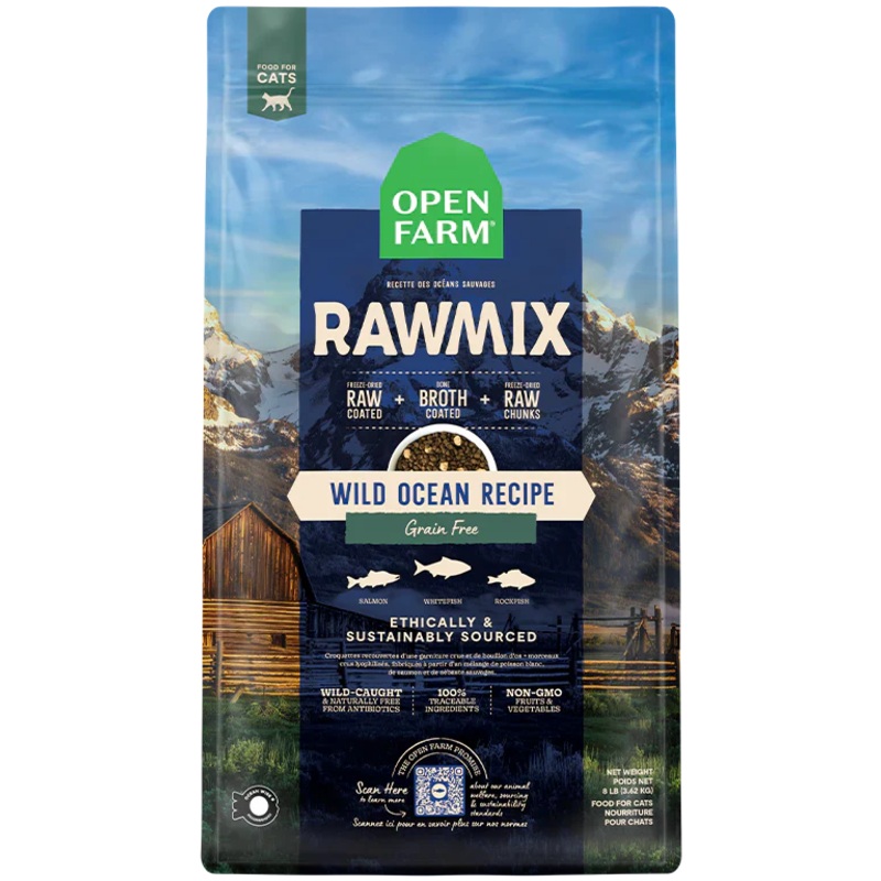 Open Farm Wild Ocean Grain Free RawMix Dry Cat Food - 8lb
