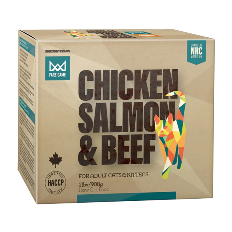 Big Country Raw Fare Game Chicken, Salmon and Beef Raw Frozen Cat Food - 2lb
