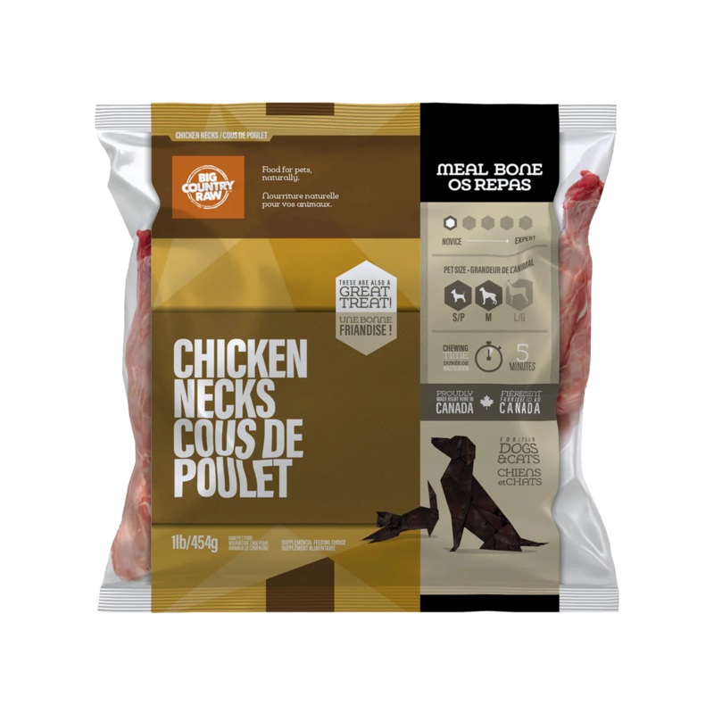 Big Country Raw Frozen Chicken Neck for Cats and Dogs - 1lb