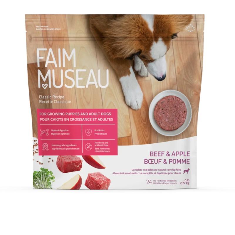 Faim Museau Beef & Apple Raw Frozen Dog Food - 6lb