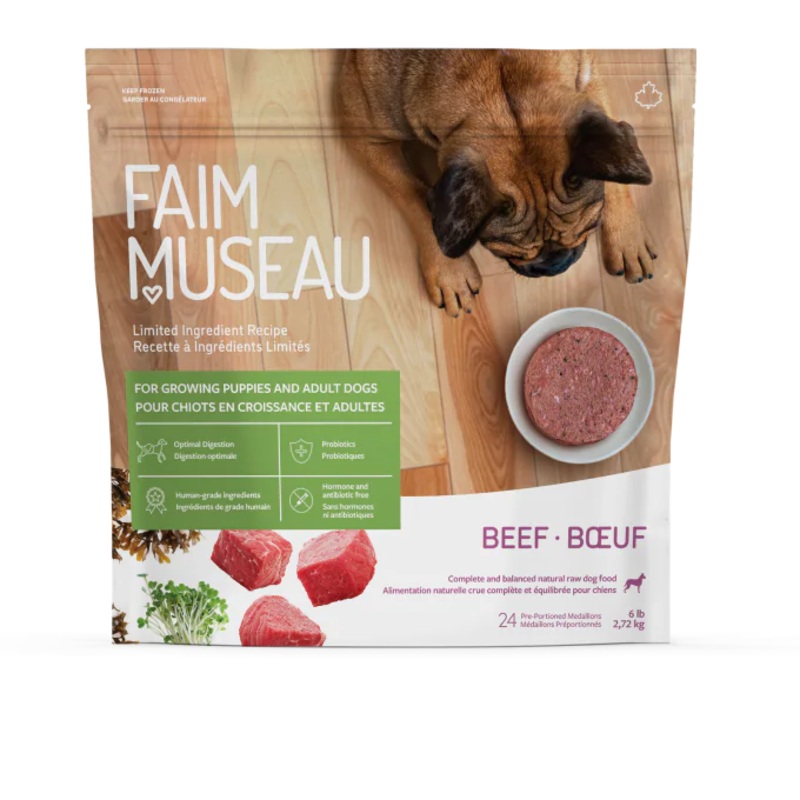Faim Museau Simply Beef Raw Frozen Dog Food - 6lb