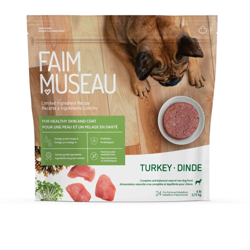 Faim Museau Simply Turkey Raw Frozen Dog Food - 6lb