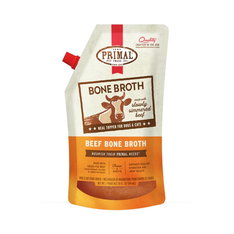 Primal Frozen Bone Broth Beef Recipe for Cats & Dogs - 20oz
