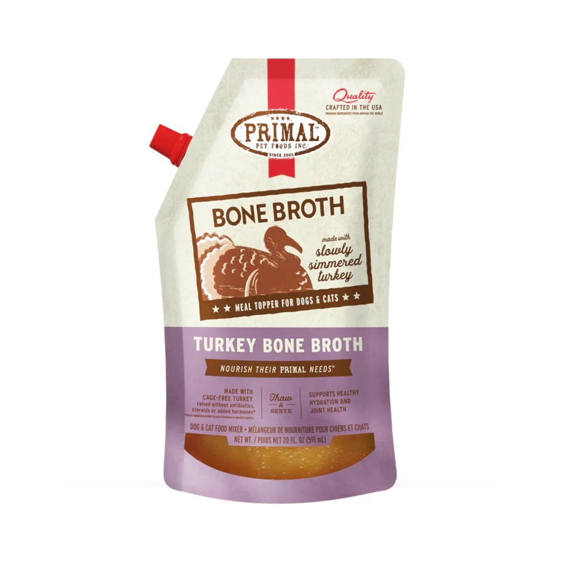 Primal Frozen Bone Broth Turkey Recipe for Cats & Dogs - 20oz