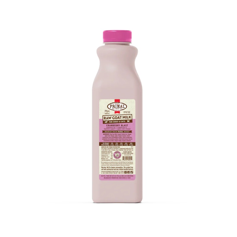 Primal Frozen Raw Goat Milk Cranberry Blast Recipe for Cats & Dogs - 32oz
