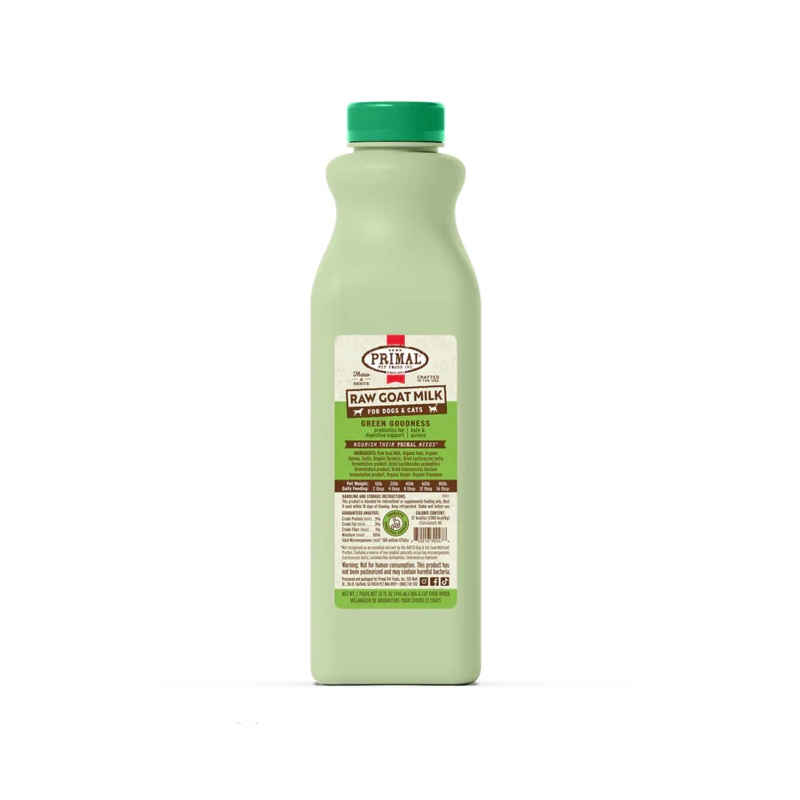 Primal Frozen Raw Goat Milk Green Goodness Recipe for Cats & Dogs - 32oz