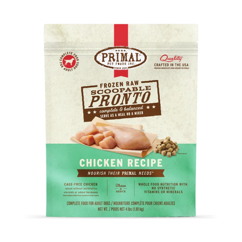 Primal Scoopable Pronto Chicken Recipe Raw Frozen Dog Food - 4lb