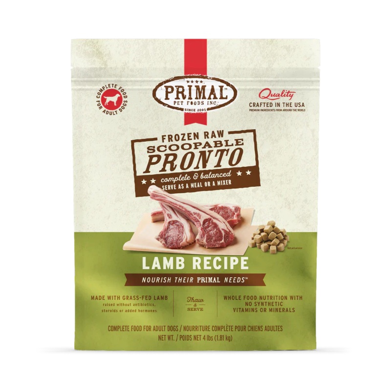 Primal Scoopable Pronto Lamb Recipe Raw Frozen Dog Food - 4lb