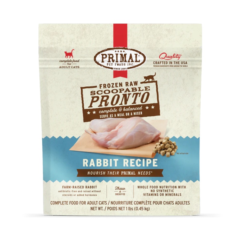 Primal Scoopable Pronto Rabbit Recipe Raw Frozen Cat Food - 1lb