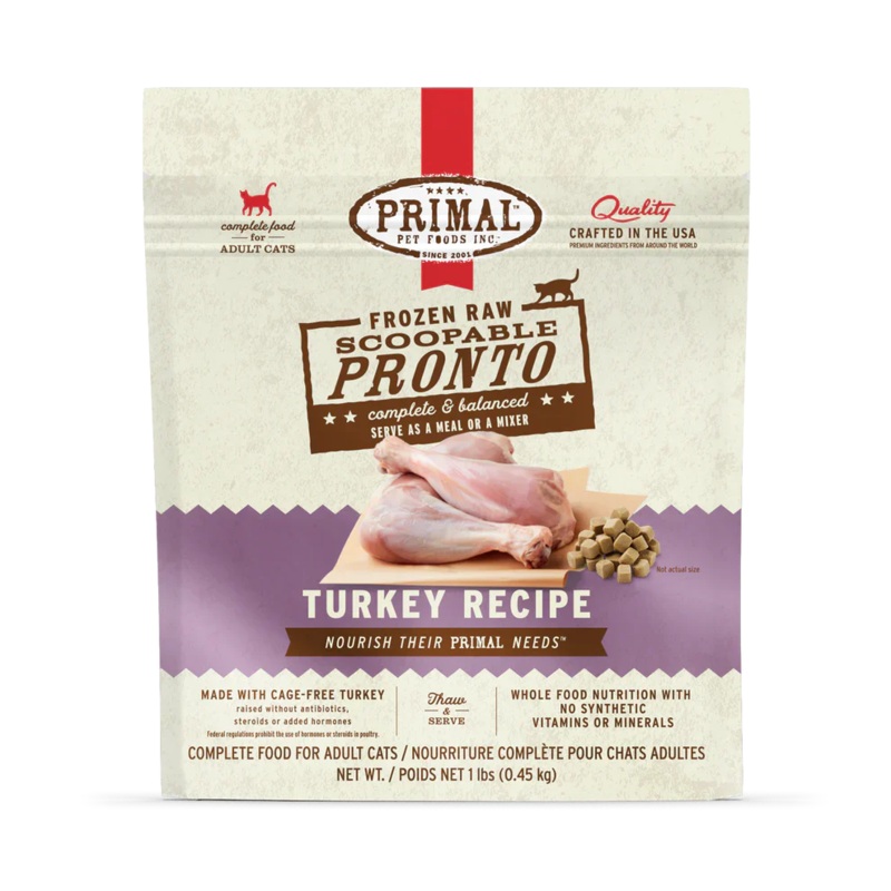 Primal Scoopable Pronto Turkey Recipe Raw Frozen Cat Food - 1lb