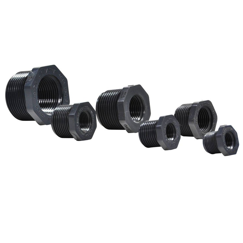 PVC Reducer Bushing - Schedule 80 - Grey- Thread x Thread - 1 1/2 Inch to 1 1/4 Inch
