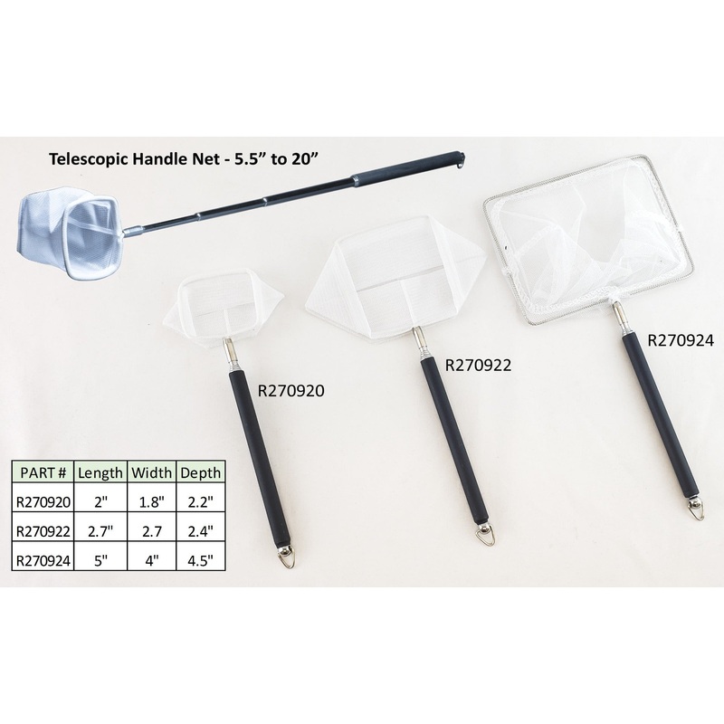 Lifeguard Aquatics 2.7" x 2.7" Square Aquarium Net with Aluminum Telescopic Rubber Coated Handle