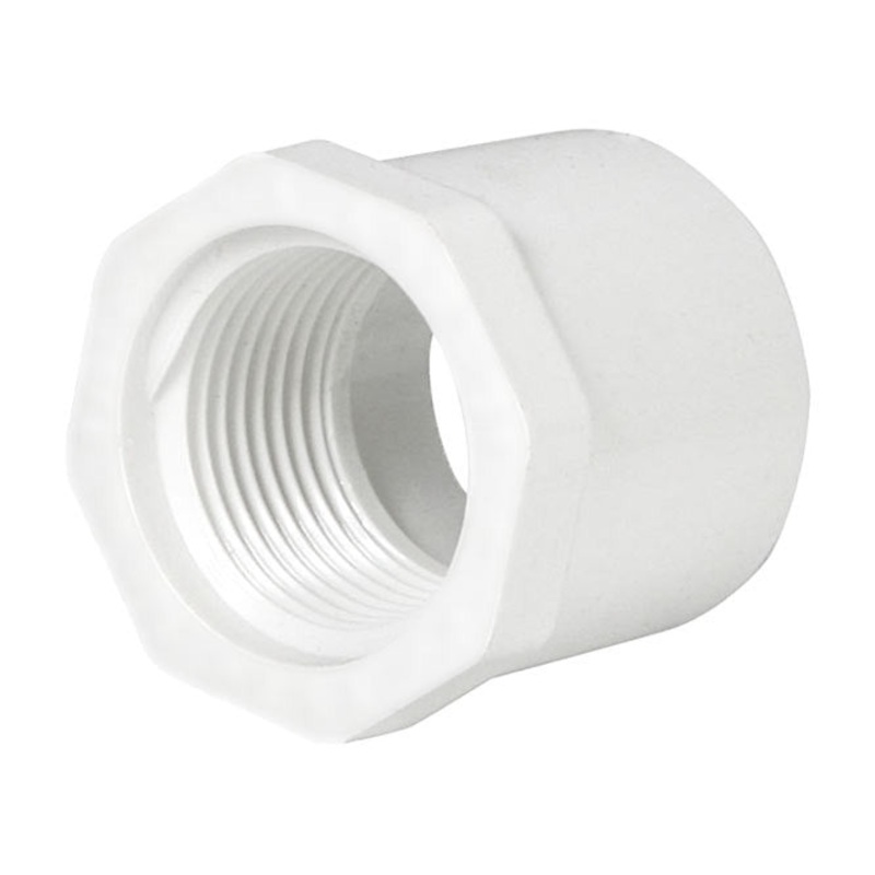 PVC Reducer Bushing - Schedule 40 - White - Spigot x Thread - 2 Inch to 1 Inch