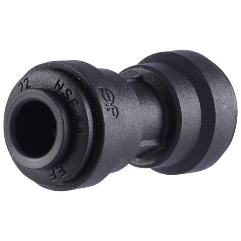 John Guest Reverse Osmosis RO Fitting- PP0408E Black Straight Union Connector 1/4 Inch Tube x 1/4 Inch