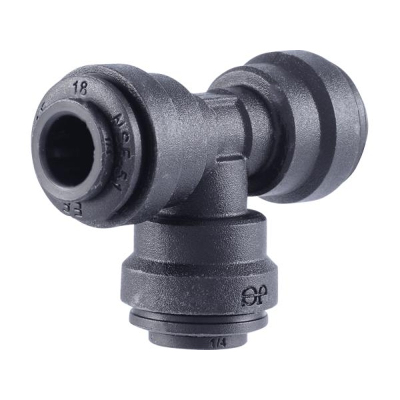 John Guest Reverse Osmosis RO Fitting Black - PP0208E Black Union Tee 1/4 Inch