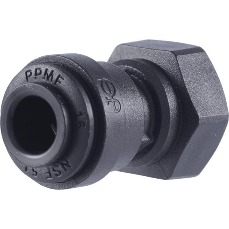 John Guest Reverse Osmosis RO Fitting Black - PP450821E Female Adapter 1-4 Inch x 1-8 Inch (NPTF Thread)