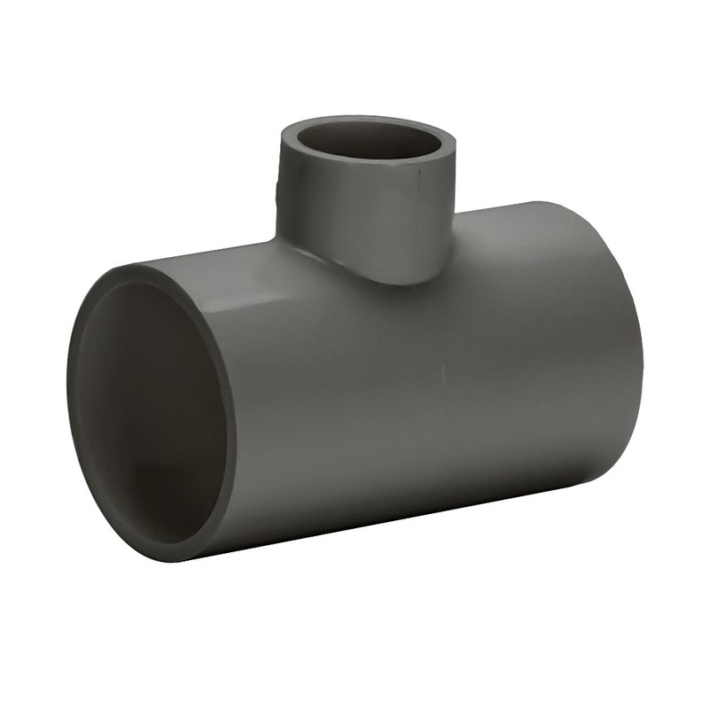 PVC Reducing Tee Schedule 80 - 1 1/4 Inch x 1 Inch Grey