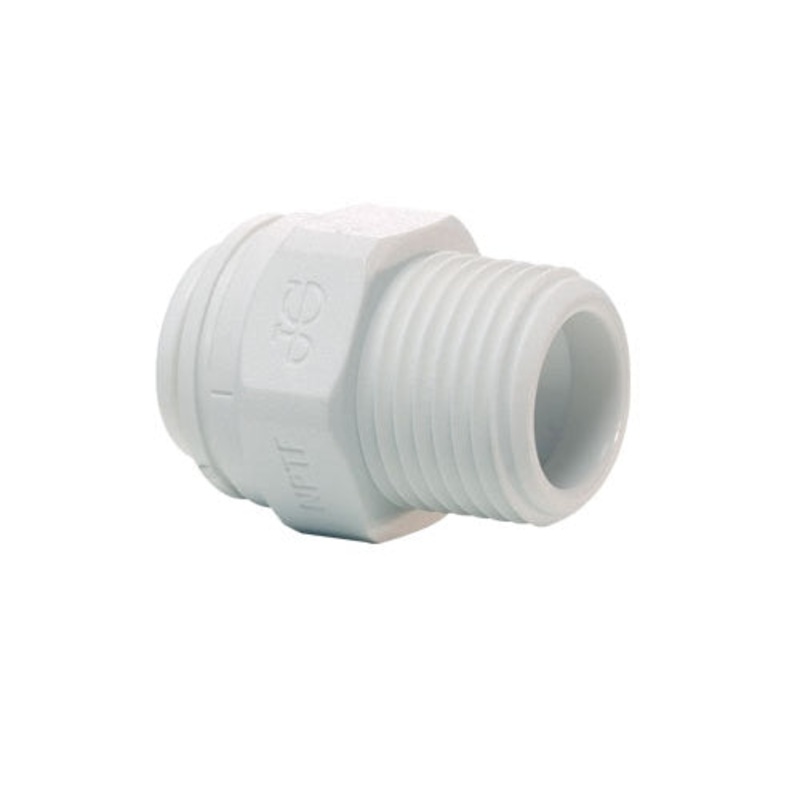 John Guest Reverse Osmosis RO Fitting - PP011222W Straight Adaptor 3/8 Inch Tube x 1/4 Inch NPTF Thread