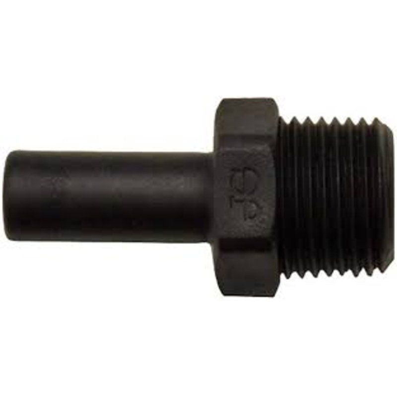 John Guest Reverse Osmosis RO Fitting - PP050822E Black Stem Adapter 1/4 Inch Tube x 1/4 Inch NPTF Thread