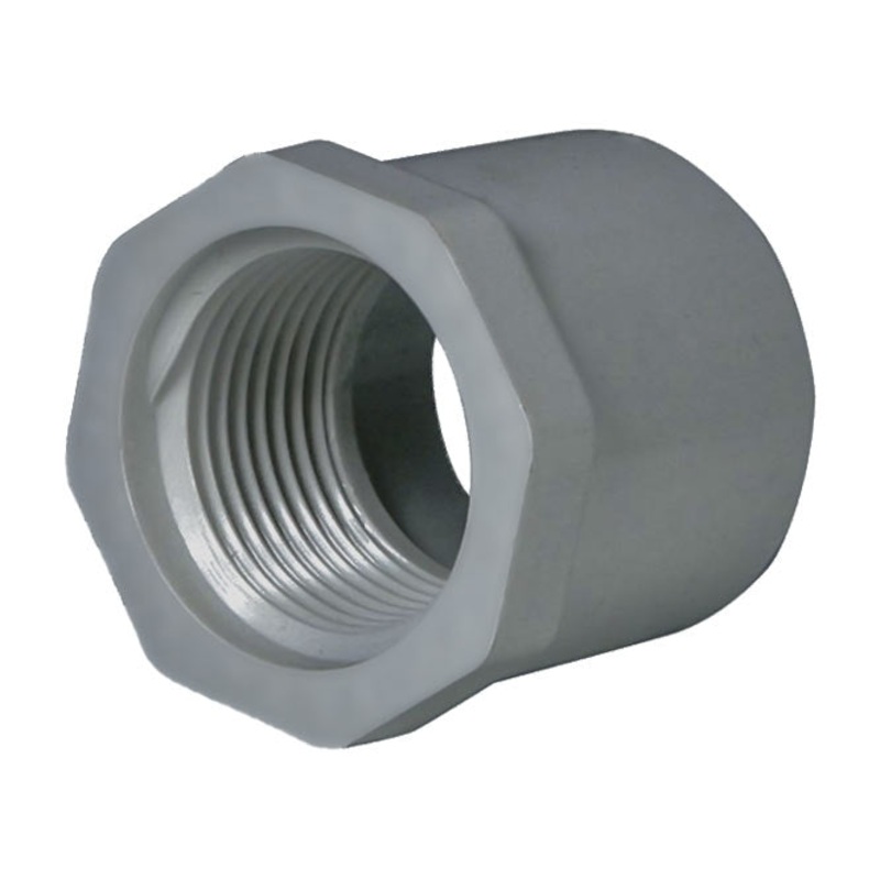 PVC Reducer Bushing - Schedule 80 - Grey - Spigot x Thread - 1/2 Inch to 1/4 Inch