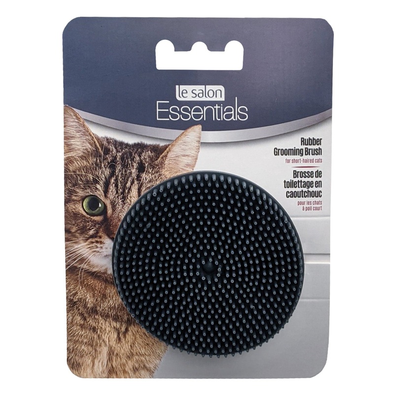 Le Salon Essentials Cat Round Rubber Grooming Brush - Charcoal - 7.6 cm (3 in) diameter