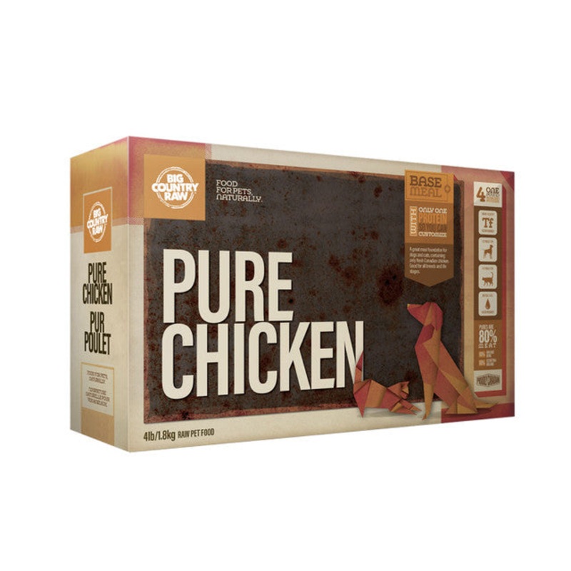 Big Country Raw Pure Chicken Carton Raw Frozen Dog Food - 4lb
