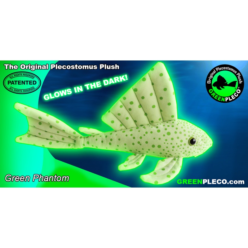 12" Green Phantom Glow in the dark Plush Pleco