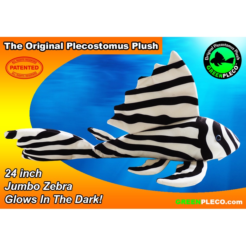 24" Zebra Glow in the dark Plush Pleco