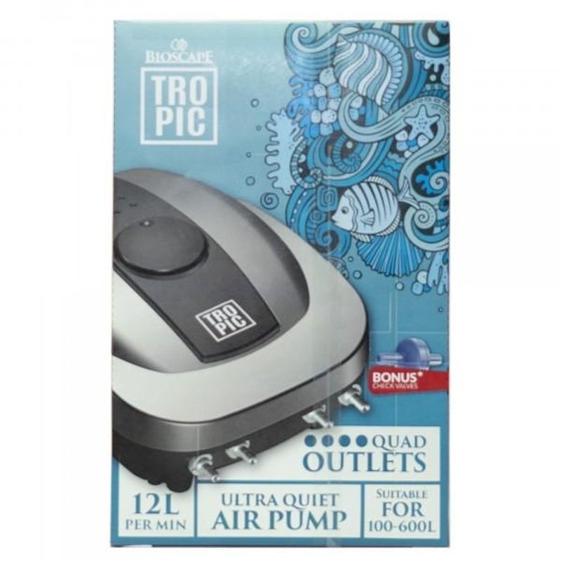 Bioscape Tropic Air Pump 8000 (100-600L) Quad Outlet Adjustable