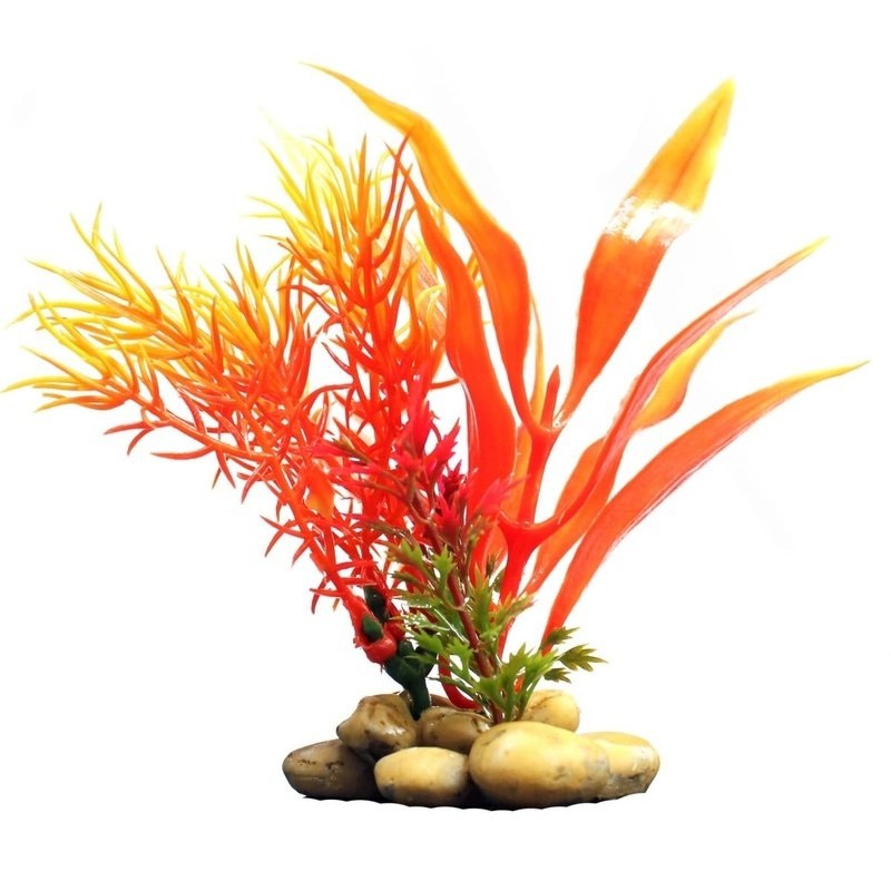 Aquatopia Orange Plant with Pebble Base 10cm