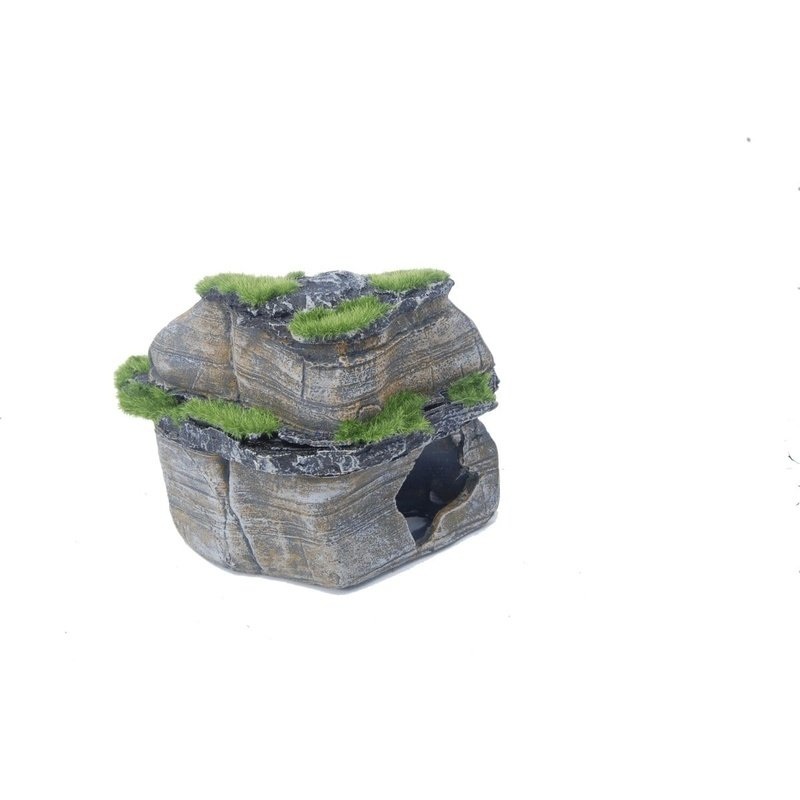 Aquatopia Double Flat Rock with Moss 13 x 10 x 5cm